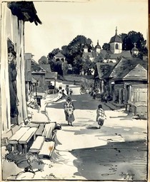 Street with church