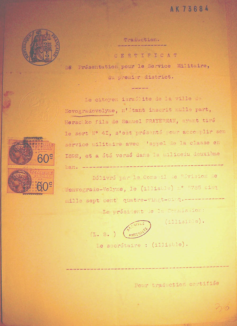 military service completed certificate