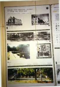 Old photos on wall inside Shul