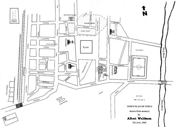 Pre-World War II map of Stryy
