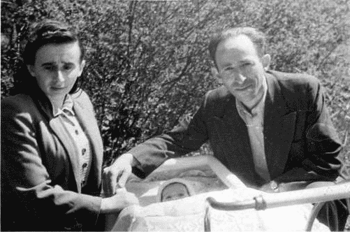 Morris, Regina, and baby Anne Salzberg - DP Camp