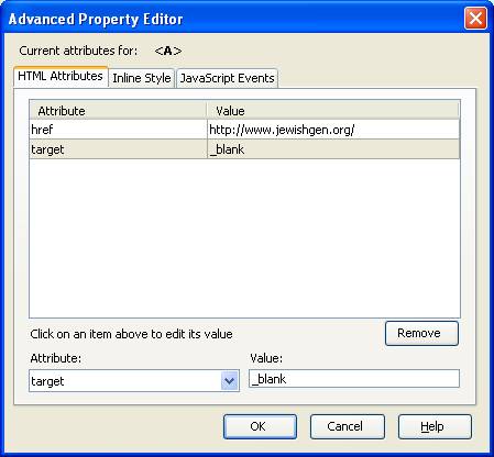 Link Advanced
Property Editor Window