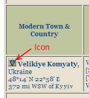 Icon next to town name