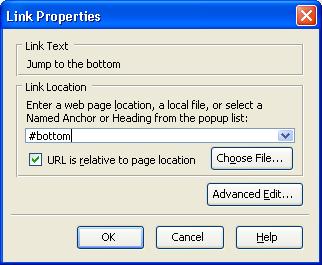 Link properties window