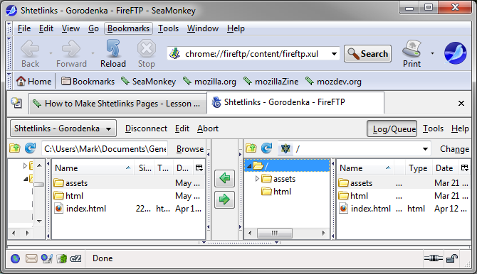 FireFTP after copying web site