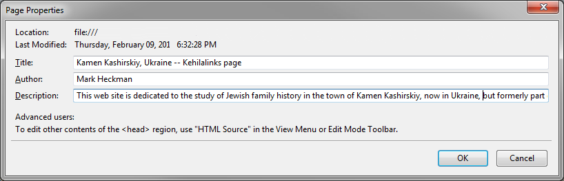 Page Title and Properties