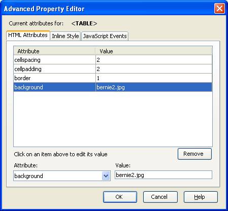Background image for tables