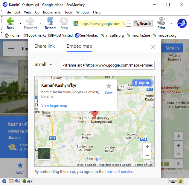 Google map embed