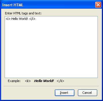 Insert HTML window