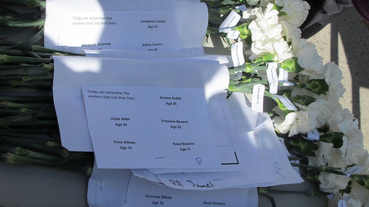 107th commemoration of
            Triangle Shirtwaist Fire, March 2018