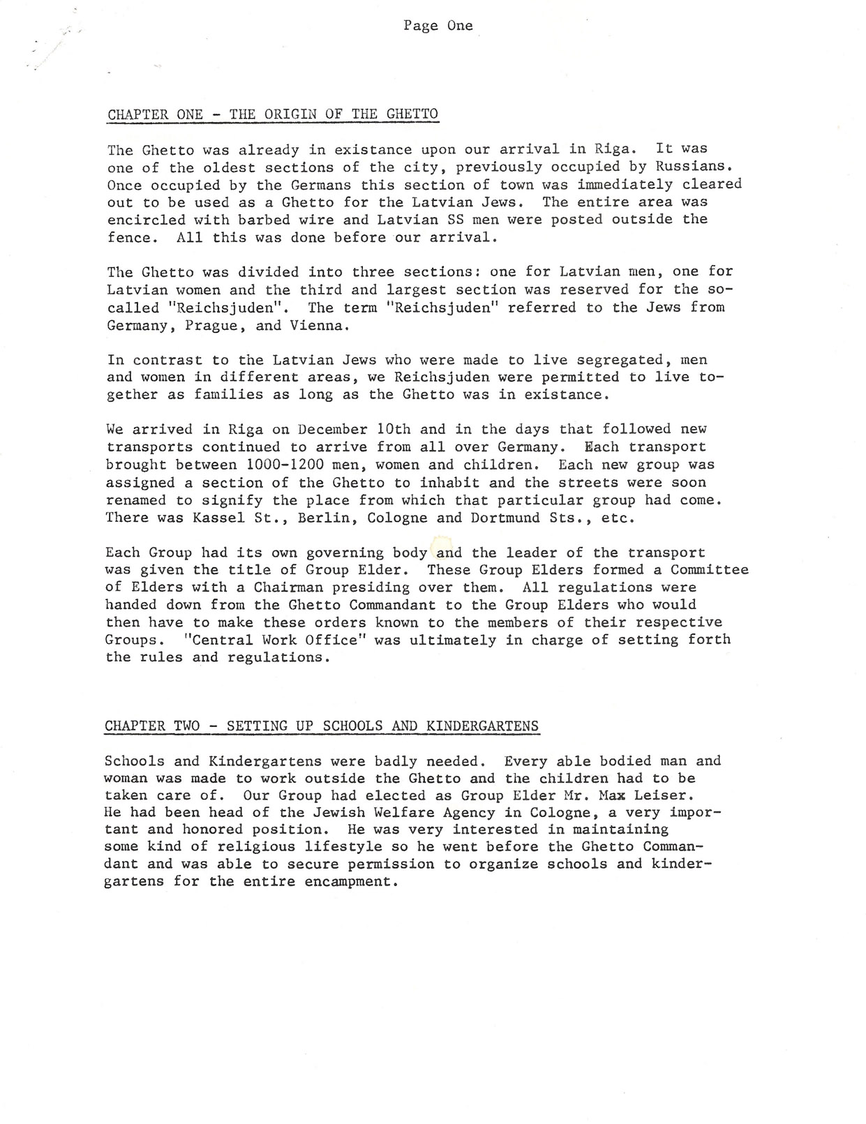 Life in the Riga Ghetto Page 1