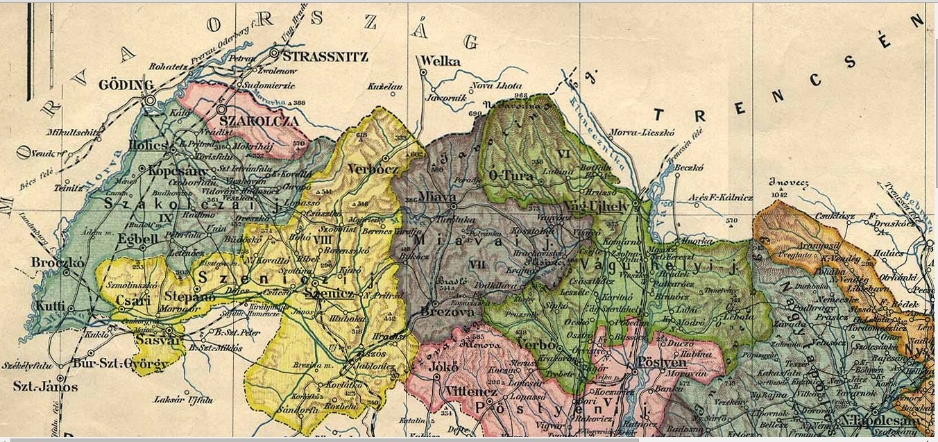 1854 map, Skalica in the top North
            - West.