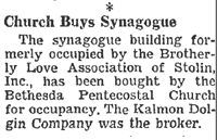 Church Buys Synagogue