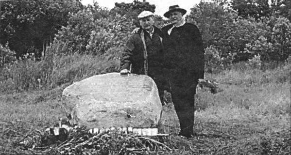 At the monument--Adam Zielinski (at right) and reporter