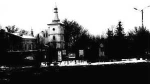The former Marketplace with the all
        present church tower